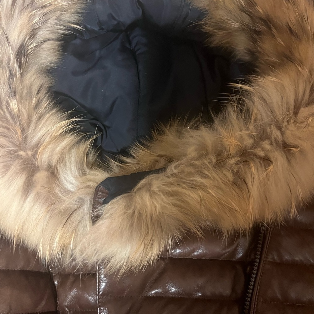 Rudsak faux fur coat size large color is blue and brown